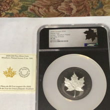 Load image into Gallery viewer, 2020 Canada $50 3oz Silver Maple Leaf Incuse Rhodium Plated Coin With COA NGC PF 70