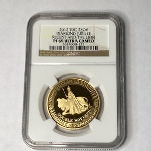 2012 1/2 OZ Gold TDC 2SOV Diamond Jubilee Regent and the Lion NGC PF69 UC