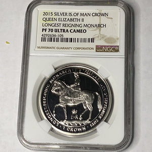 2015 Isle of Man Silver Crown Longest Reigning Monarch PF 70 Ultra Cameo