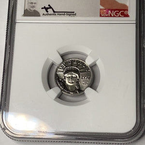 1997 $10 American Platinum Eagle 1st Year of Issue Mercanti Sign NGC MS70