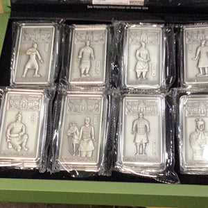 2022 China Silver Terracotta Warrior Bar 8-pc Set Gem BU