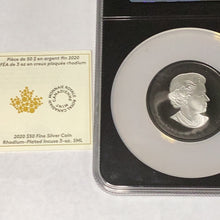 Load image into Gallery viewer, 2020 Canada $50 3oz Silver Maple Leaf Incuse Rhodium Plated Coin With COA NGC PF 70