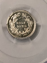 Load image into Gallery viewer, 1862 half dime PCGS 63 proof cameo