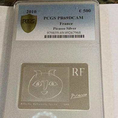 2010 France Picasso Silver 500Euro PCGS PR69DCAM Very Very Rare only 1