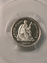 Load image into Gallery viewer, 1862 half dime PCGS 63 proof cameo