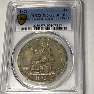 1876 $1 Silver Trade Dollar PCGS Proof UNC Detail