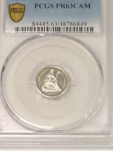 1862 half dime PCGS 63 proof cameo