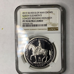 2015 Isle of Man Silver Crown Longest Reigning Monarch PF 70 Ultra Cameo