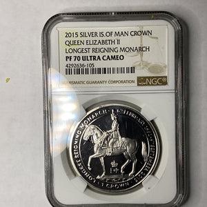 2015 Isle of Man Silver Crown Longest Reigning Monarch PF 70 Ultra Cameo