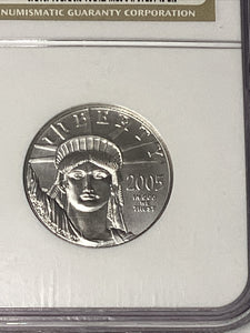 2005 $50 Platinum Eagle Statue of Liberty NGC MS70