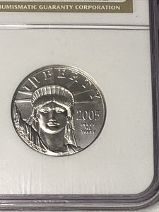 2005 $50 Platinum Eagle Statue of Liberty NGC MS70