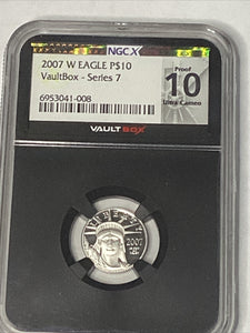 2007 $10 Platinum Eagle Statue of Liberty NGC Proof 10 (PF70) Vault Box Black core