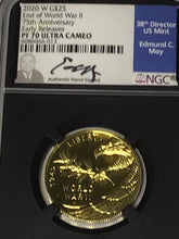 Load image into Gallery viewer, 2020 end of World War 75th anniversary V75 $25 gold coin NGC PF70