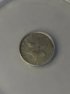 1852 3C Three Cent Silver ANACS VF35