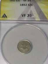Load image into Gallery viewer, 1852 3C Three Cent Silver ANACS VF35