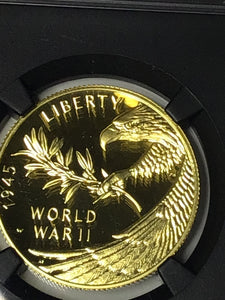 2020 end of World War 75th anniversary V75 $25 gold coin NGC PF70