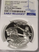 Load image into Gallery viewer, 2017 Tokelau Creatures Myth &amp; Legend Poseidon High relief $5 Silver NGC PF70 ER