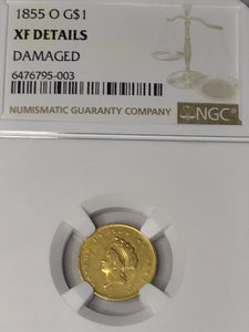 1855 O Indian Gold Dollar NGC XF