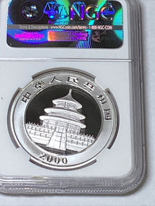 2000 China S10Y Panda, Frosted Ring NGC MS70