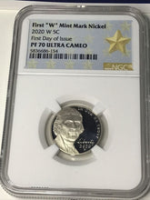 Load image into Gallery viewer, 2020-W Jefferson Proof Nickel NGC PR70 Ultra Cameo First Day of Issue.