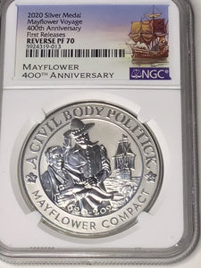 2020 W Mayflower Voyage Silver NGC PF70 Reverse Proof First Release