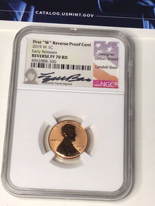 2019 W Proof Lincoln Cent Lyndall Bass Signed NGC PF70 Reverse Early Release