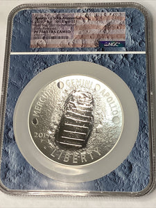 2019 P Apollo 11 50th Ann. 5 oz Silver NGC PF70 Early Release Rare Blue Core