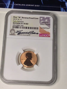 2019 W Proof Lincoln Cent Lyndall Bass Signed NGC PF70 Reverse Early Release