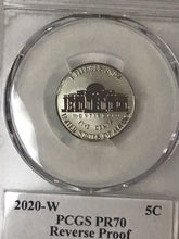 Load image into Gallery viewer, 2020-W Jefferson Nickel Reverse PR70 FDOI PCGS  Signed Jamie Franki