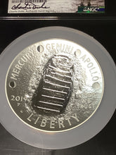 Load image into Gallery viewer, 2019 P Apollo 11 50th Ann. 5 oz Silver NGC PF70 FDI Rare Black Core Charlie Duke