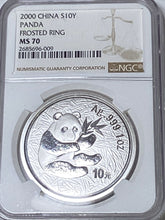 Load image into Gallery viewer, 2000 China S10Y Panda, Frosted Ring NGC MS70