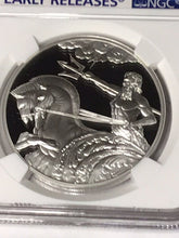 Load image into Gallery viewer, 2017 Tokelau Creatures Myth &amp; Legend Poseidon High relief $5 Silver NGC PF70 ER