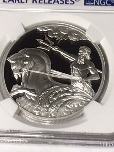 2017 Tokelau Creatures Myth & Legend Poseidon High relief $5 Silver NGC PF70 ER