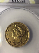 Load image into Gallery viewer, 1862 S $5 Gold ANACS VF 30 Liberty Half Eagle