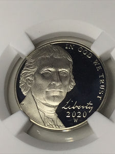 2020-W Jefferson Proof Nickel NGC PR70 Ultra Cameo First Day of Issue.