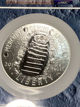 Load image into Gallery viewer, 2019 P Apollo 11 50th Ann. 5 oz Silver NGC PF70 Early Release Rare Blue Core