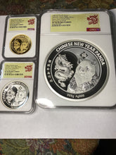 Load image into Gallery viewer, 2022 China Silver &amp; Gold New Year Celebration Panda Ultra High Relief 3-pc Proof