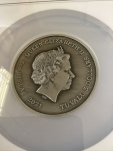 2021 Tuvalu Gods of Olympus Poseidon 5oz Silver Coin NGC MS 70