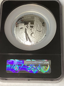 2019 P Apollo 11 50th Ann. 5 oz Silver NGC PF70 FDI Rare Black Core Charlie Duke