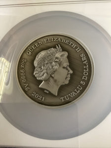 2021 Tuvalu Gods of Olympus Zeus 5oz Silver Coin NGC MS 70