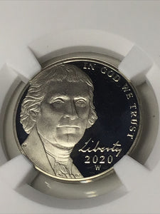 2020-W Jefferson Proof Nickel NGC PR70 Ultra Cameo First Day of Issue.