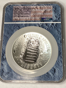 2019 P Apollo 11 50th Ann. 5 oz Silver NGC PF70 Early Release Rare Blue Core