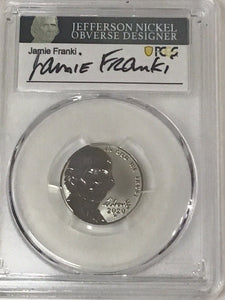 2020-W Jefferson Nickel Reverse PR70 FDOI PCGS  Signed Jamie Franki