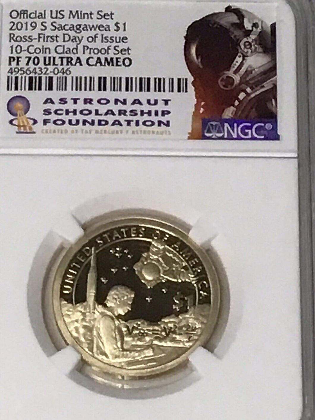 2019 S Sacagawea Dollar NGC PF70 Ultra Cameo First Day Issue ASF LABEL