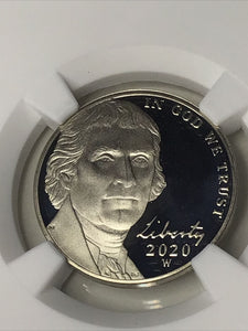 2020-W Jefferson Proof Nickel NGC PR70 Ultra Cameo First Day of Issue.