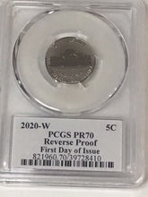 Load image into Gallery viewer, 2020-W Jefferson Nickel Reverse PR70 FDOI PCGS  Signed Jamie Franki