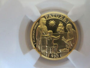 2020 W Mayflower Voyage British TWO GOLD 1/4 OZ. NGC PF70 ULTRA CAMEO FIRST RELEASE.