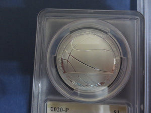 2020-P $1 Proof Silver Basketball Hall Of Fame PR70 PCGS FDOI Byron Scott 1 of 24 with COA Slab - First-American-Modern-Coins