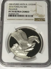 Load image into Gallery viewer, 2014 Tokelau Creatures Myth Legend Pegasus $5 1 oz 999 Silver NGC PF70