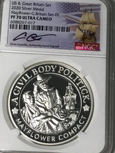 Load image into Gallery viewer, 2020 Mayflower Voyage Silver 2 Coin set NGC PF70 First Release Chris Costello Signed